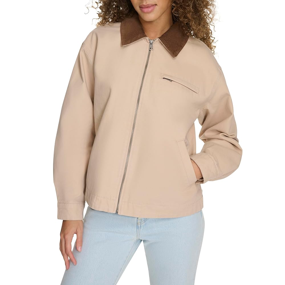 Amazon.com: Levi's Women's Zip Up Utility Jacket with Collar